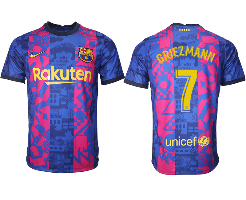 Men 2021-2022 Club Barcelona blue training suit aaa version #7 Soccer Jerseys
